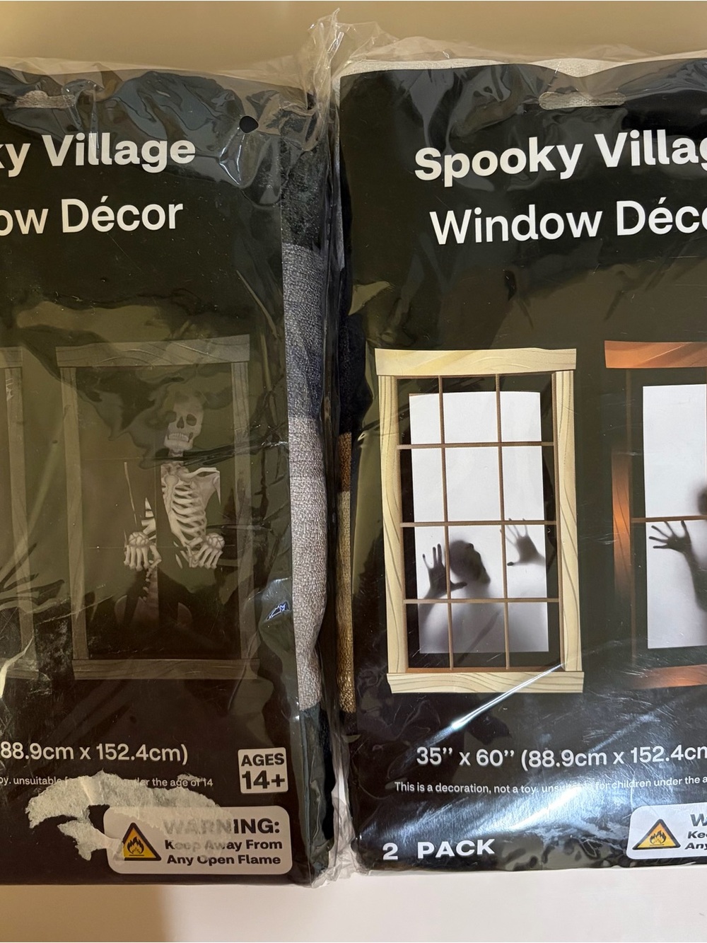 Halloween Window Decorations Large Cute 2 packs of 2 Skeletons & Trapped NIP - Picture 3 of 6